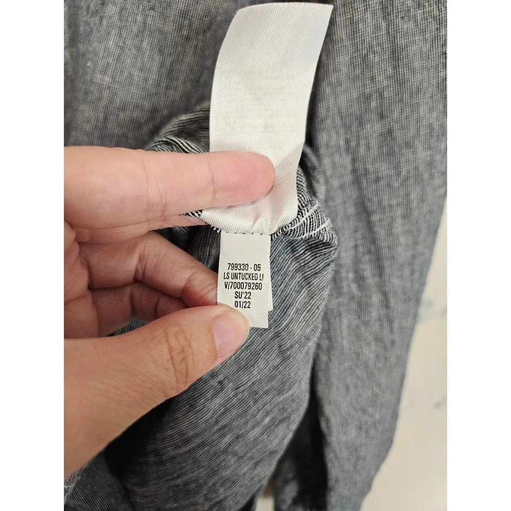 Banana Republic Linen Cotton Shirt Large Blue Untucked Fit Long Sleeve